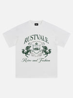 Retro And Fashion Series Double Steed Crest Graphic Tee
