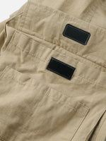Japanisch inspirierte Cargo-Hose mit weitem Bein und Reißverschlusstaschen