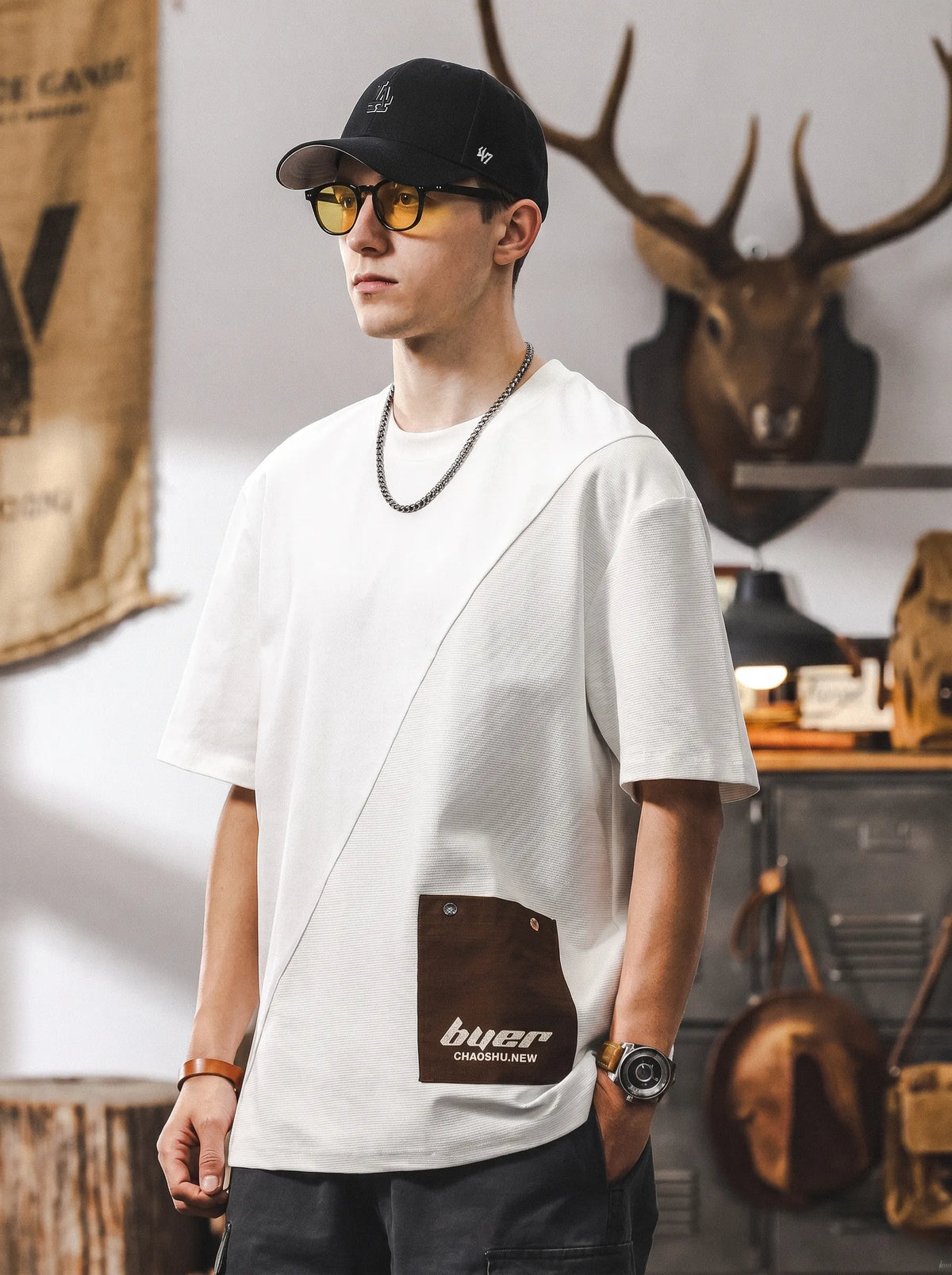 Premium-feel Paneled Pure Cotton T-shirt