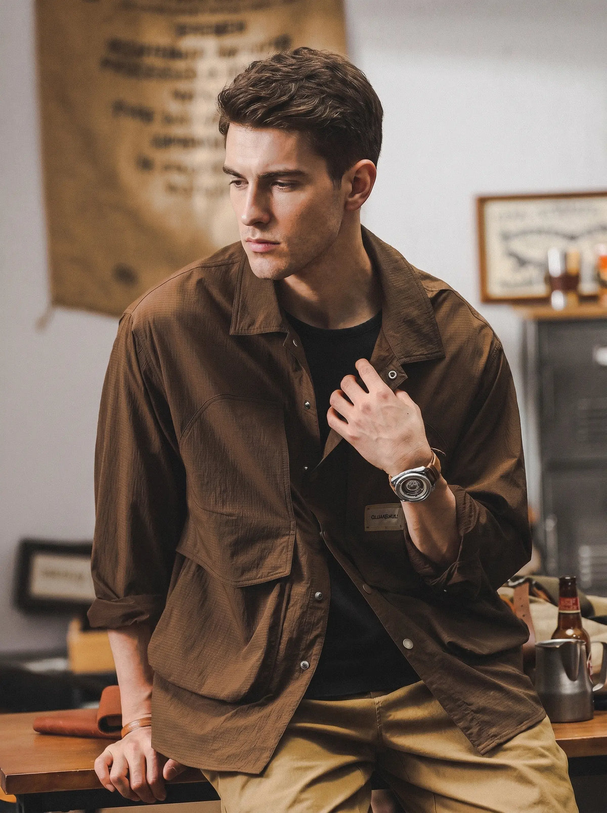 American Vintage Workwear-style Loose-fit Long-sleeve Shirt