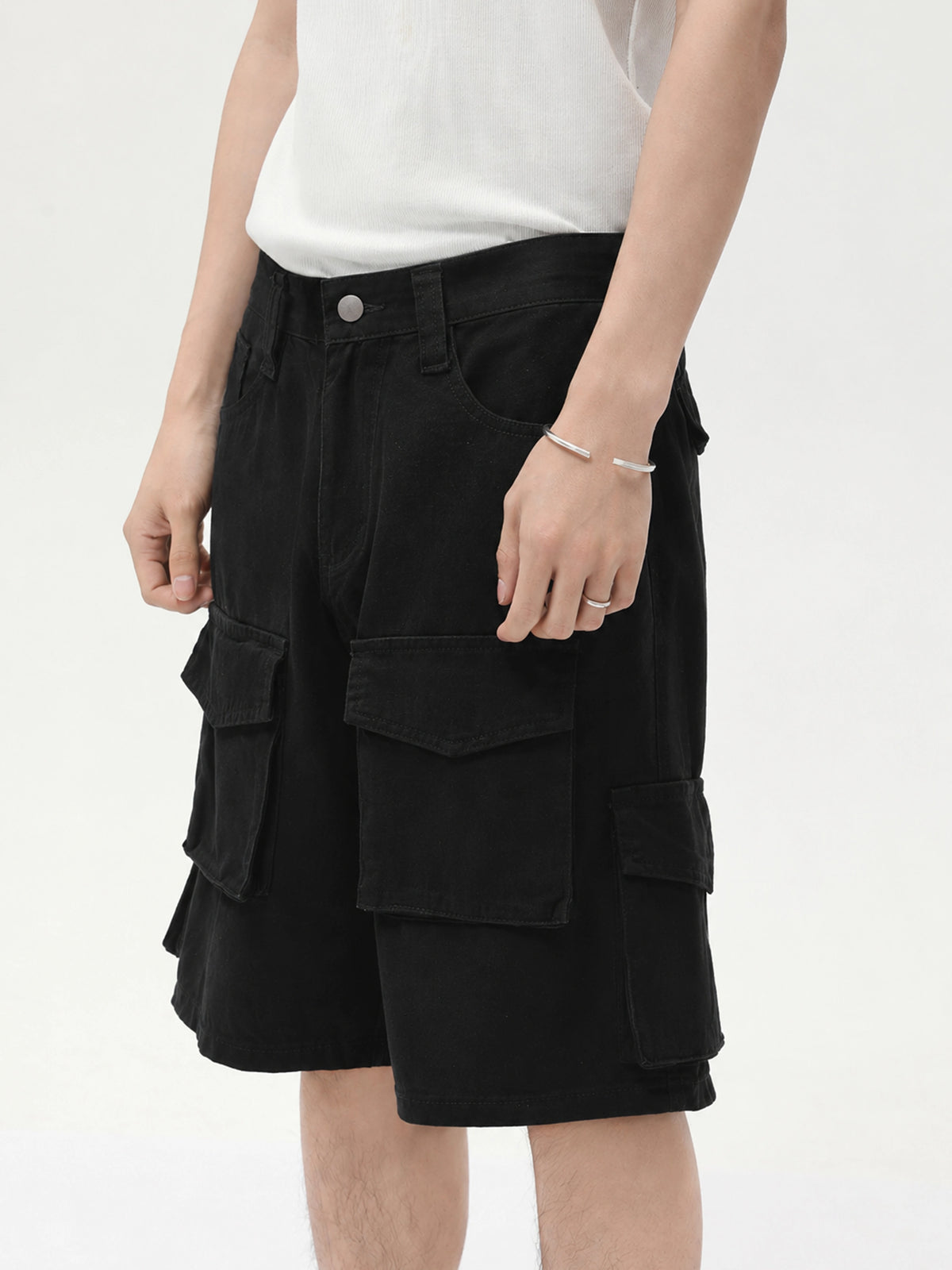 Retro Washed Multi-pocket Cargo Shorts
