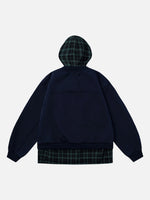 Faux Two-piece Style Loose-fit Plaid Hoodie