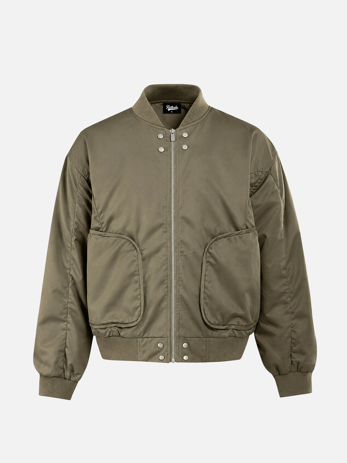 Retro Riveted & Pleated Baseball Jacket