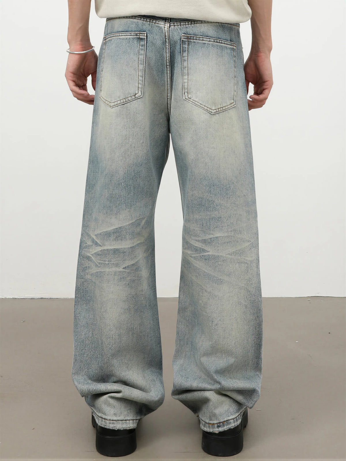 Retro Whiskered Washed Denim Jeans