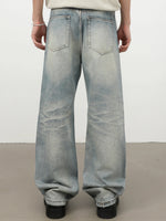 Retro Whiskered Washed Denim Jeans