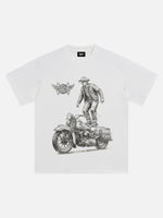 Western Cowboy Vintage Motorcycle Sketch Tee