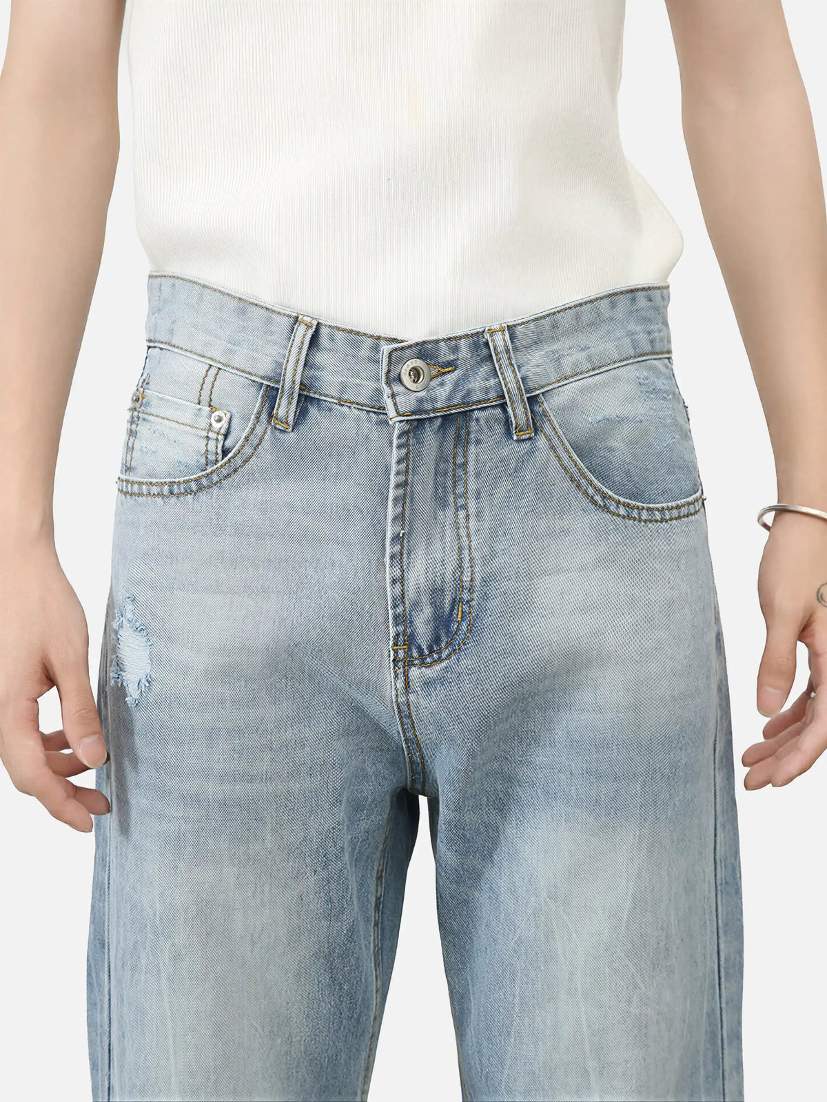 Vintage Washed Blue Distressed Jeans