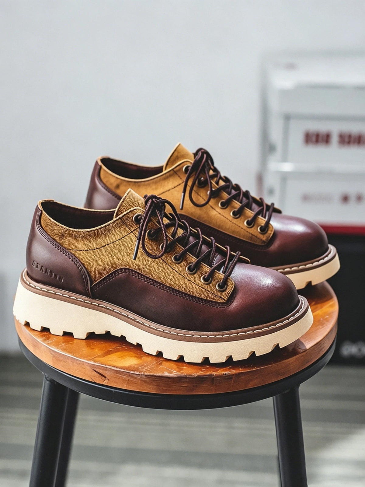 American-style Rugged Yet Refined Round-toe Leather Shoes