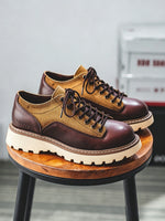 American-style Rugged Yet Refined Round-toe Leather Shoes