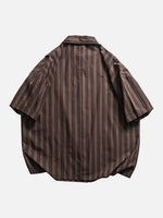 Oversized Striped Short-sleeve Work Shirt