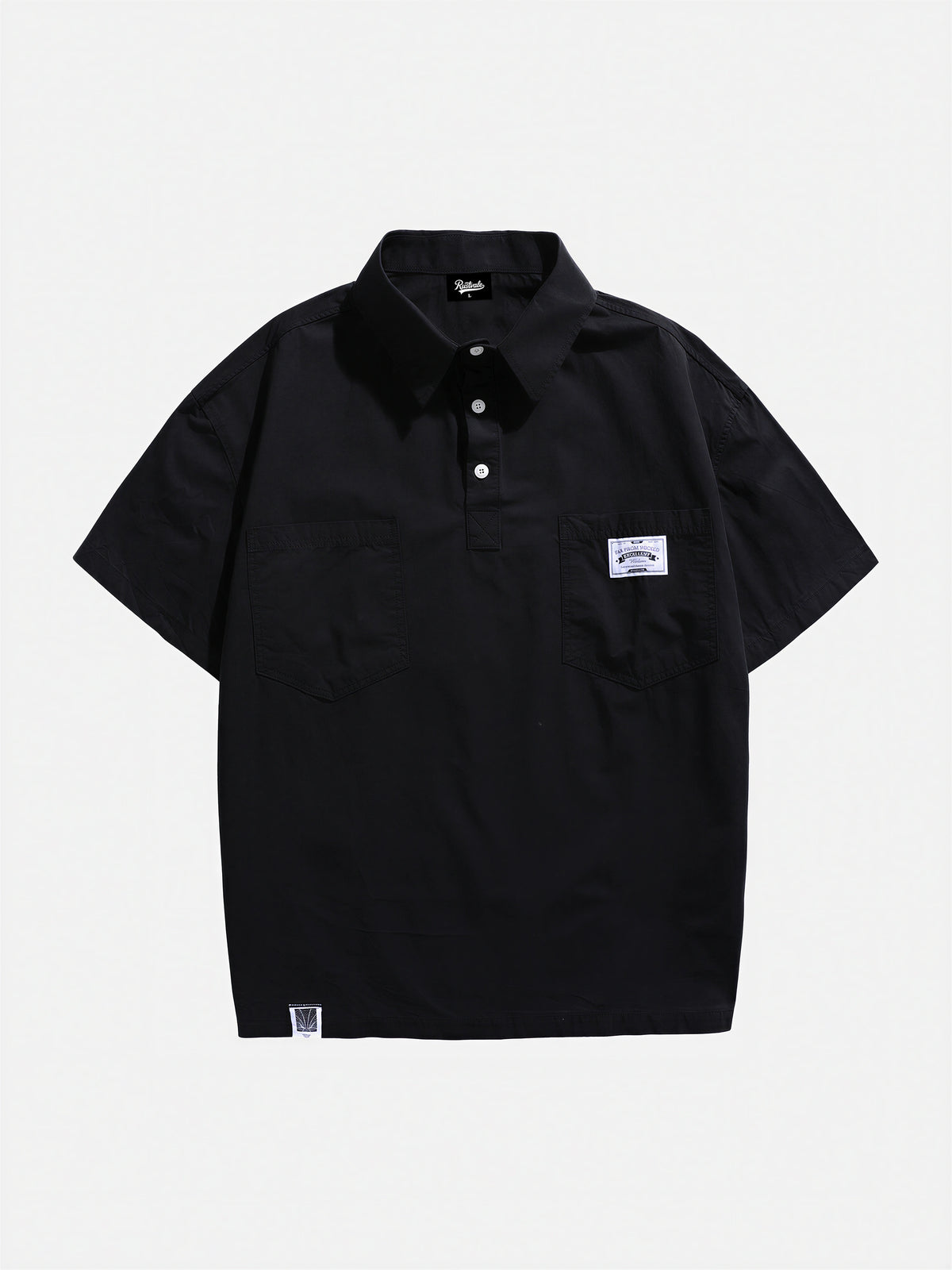 Stylish Casual Utility-style Layered Polo Shirt With A Fold-over Collar