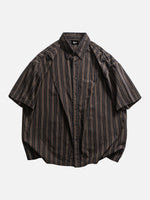 Oversized Striped Short-sleeve Work Shirt