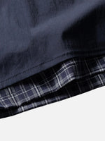 Retro Plaid Faux Two-piece Spliced short-sleeve Shirt
