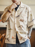 Vintage American-style Hawaiian Short-sleeve Printed Shirt