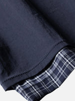 Retro Plaid Faux Two-piece Spliced short-sleeve Shirt