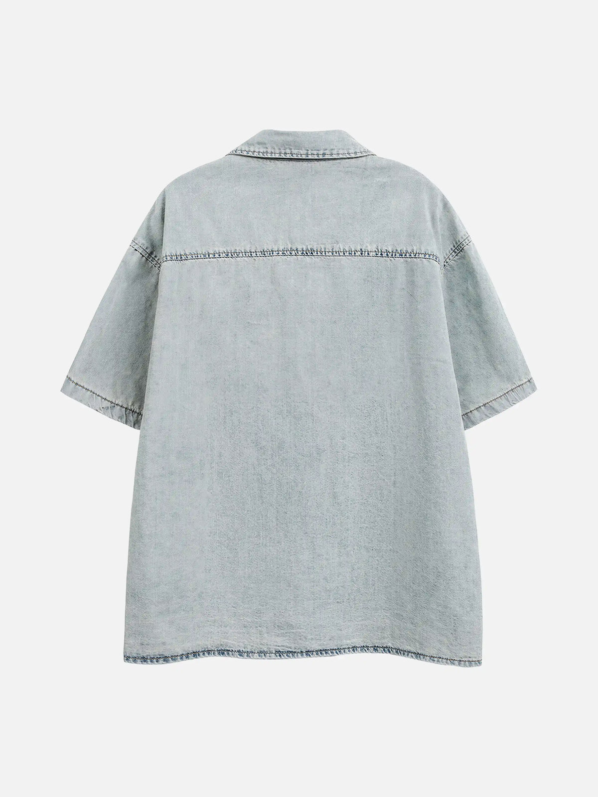 Retro Washed Denim Short-sleeve Shirt