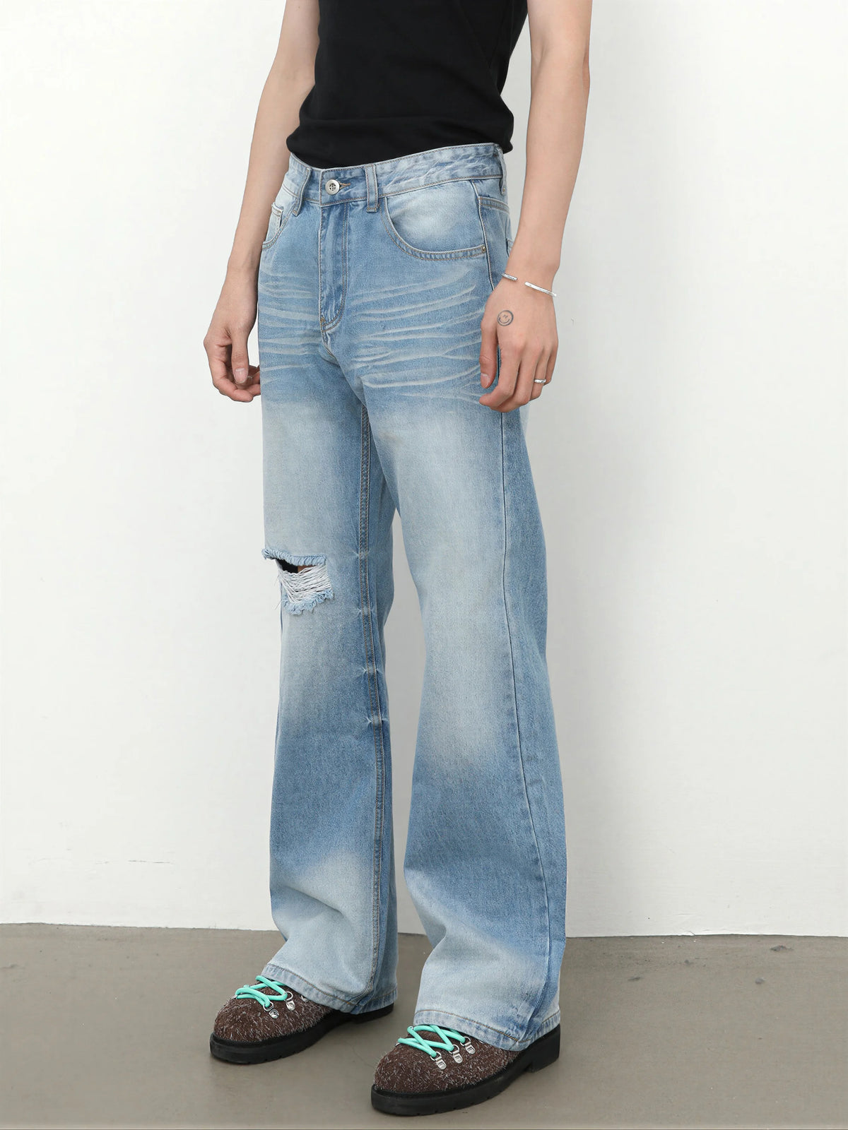American-style High-street Washed Flared Jeans