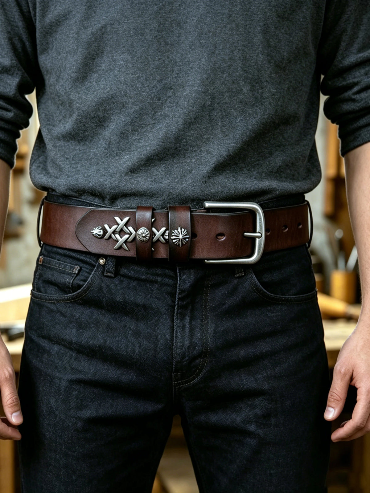 Versatile Handmade Men's Belt In Top-grain Cowhide