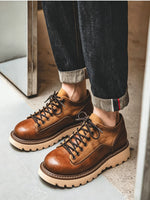 American-style Rugged Yet Refined Round-toe Leather Shoes