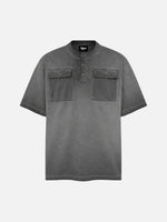 Dirty-dyed Half-zip Cargo T-shirt