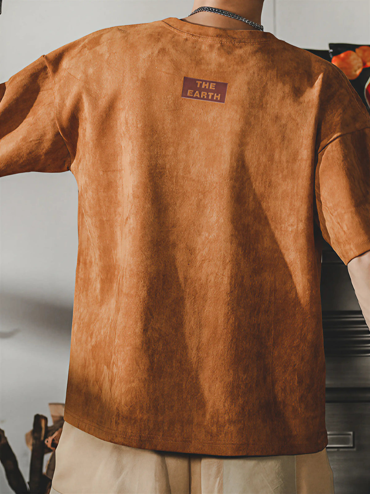 Retro Loose-fit Suede T-shirt
