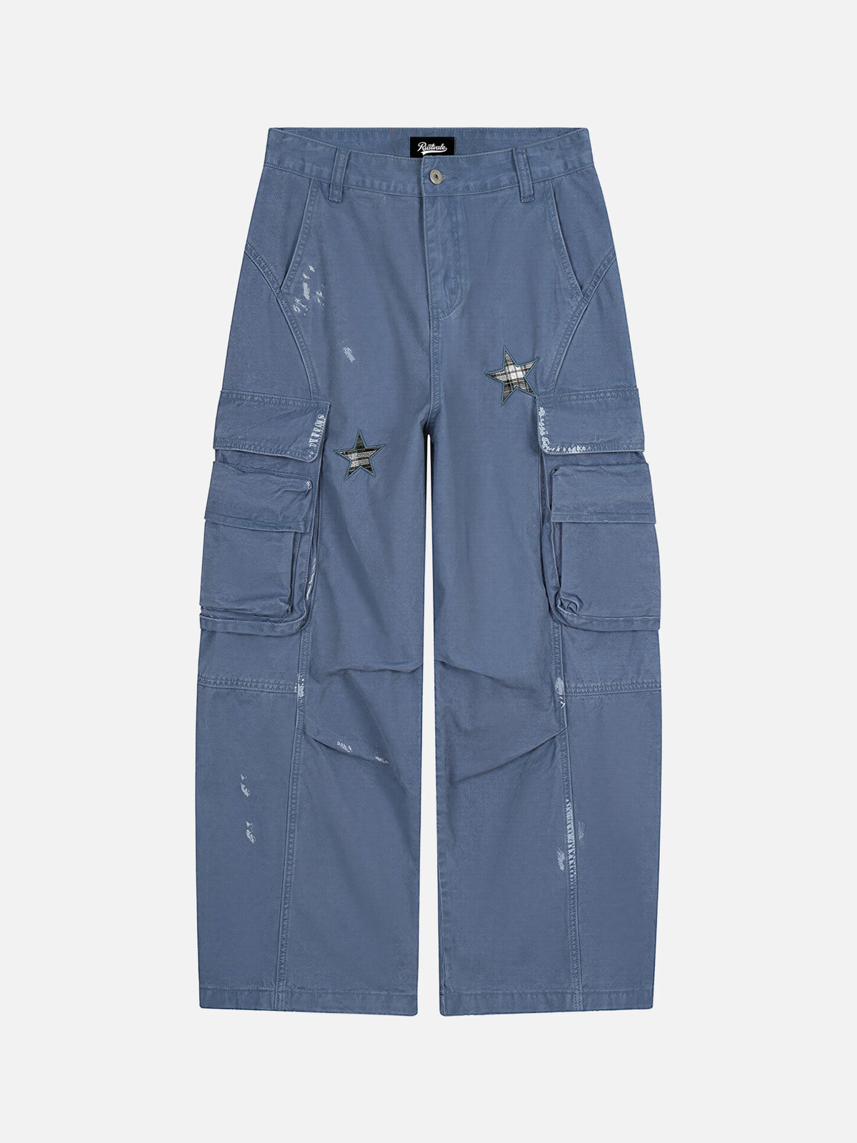 Multi-pocket, Star-patch Wide-leg Cargo Pants