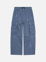 Multi-pocket, Star-patch Wide-leg Cargo Pants