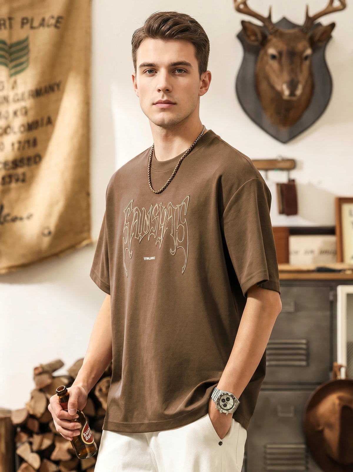 Vintage-style Anti-wrinkle, Quick-dry, Loose-fit T-shirt