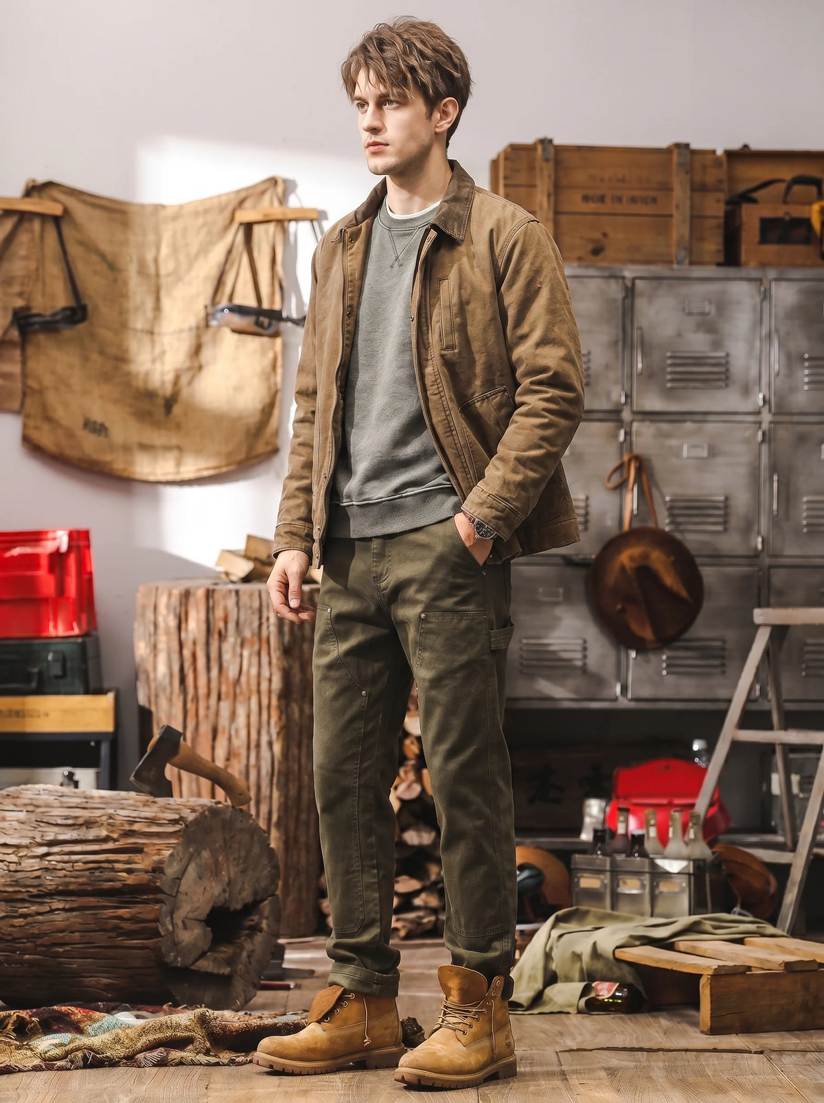 Maillard-style Straight-leg Casual Cargo Pants