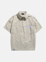 Stylish Casual Utility-style Layered Polo Shirt With A Fold-over Collar