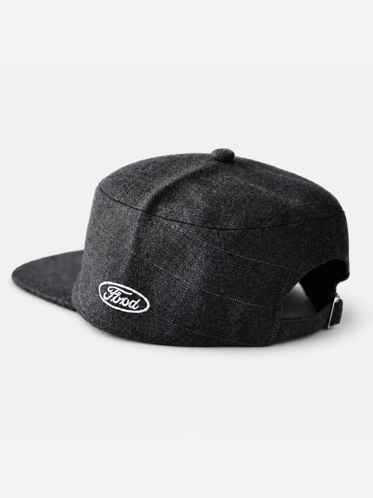Letter-embroidered Flat-top, Flat-brim Hat