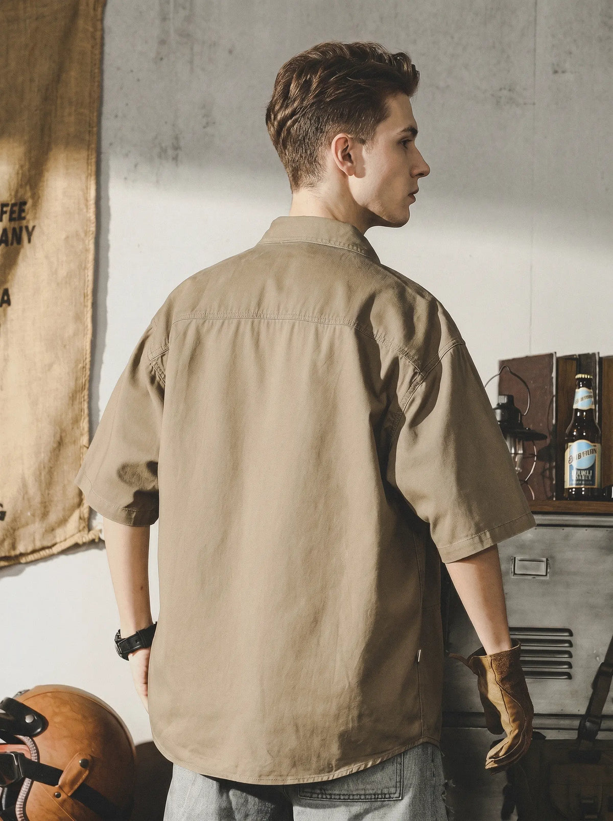 American-style Loose-fit Short-sleeve Work Shirt