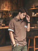 Stylish Casual Utility-style Layered Polo Shirt With A Fold-over Collar