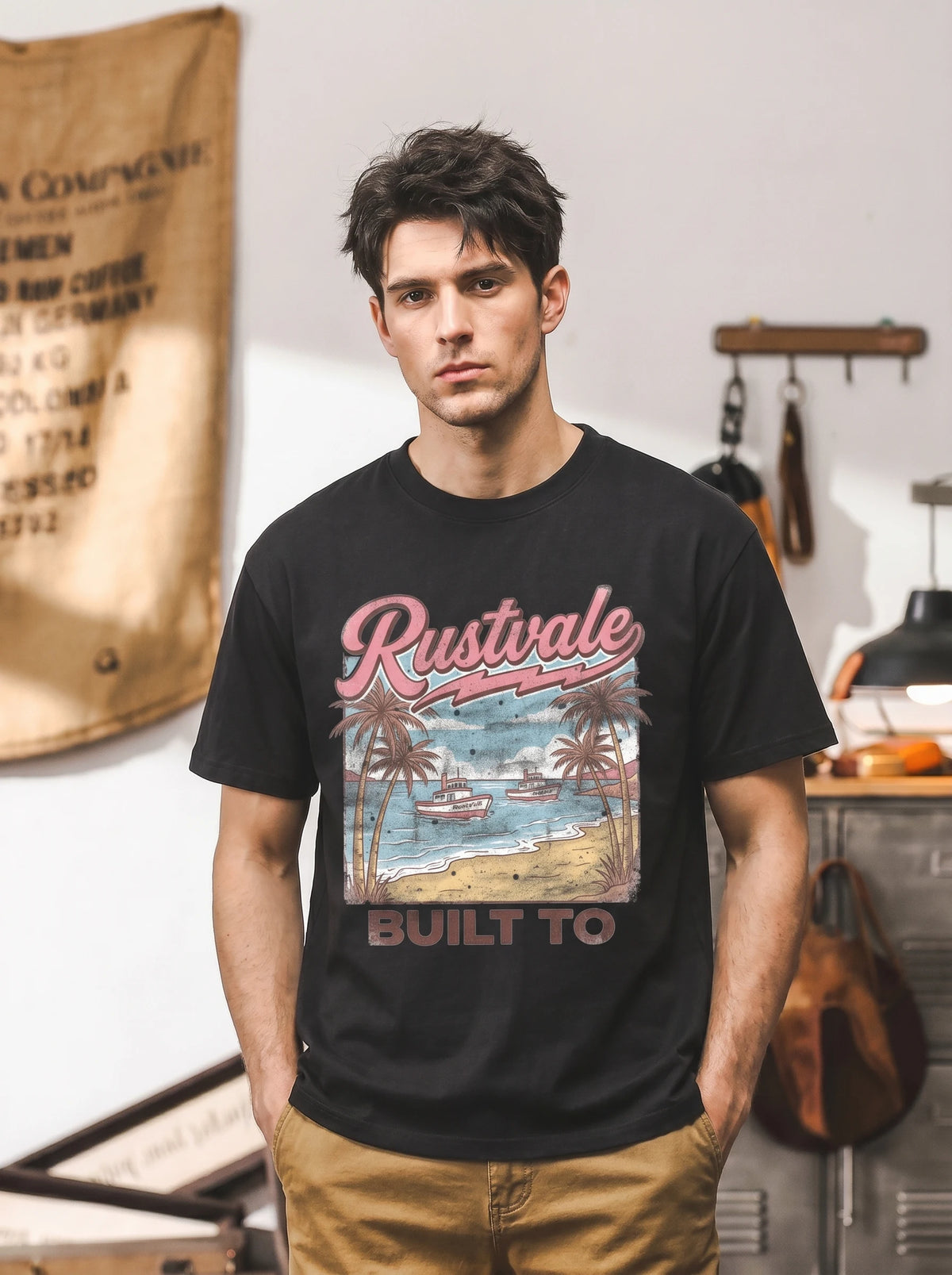 Retro Tropical Coast Printed Tee