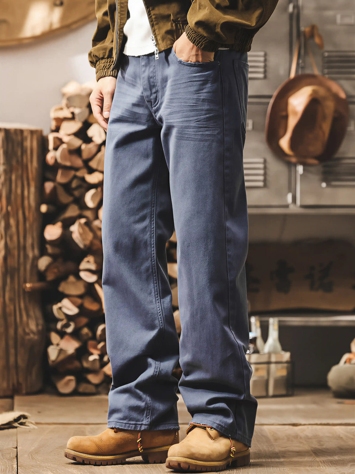 Vintage-style Washed Denim Jeans