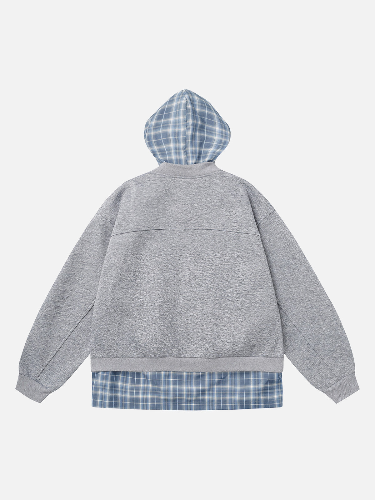 Faux Two-piece Style Loose-fit Plaid Hoodie