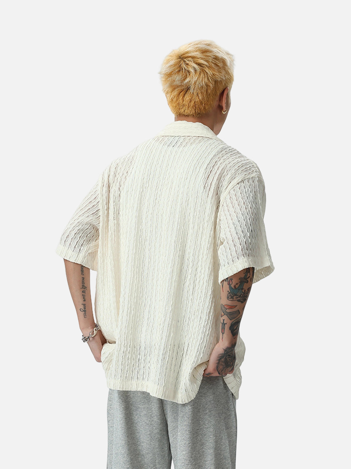 British-style Openwork Short-sleeve Shirt