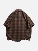Oversized Plaid Short-sleeve Work Shirt