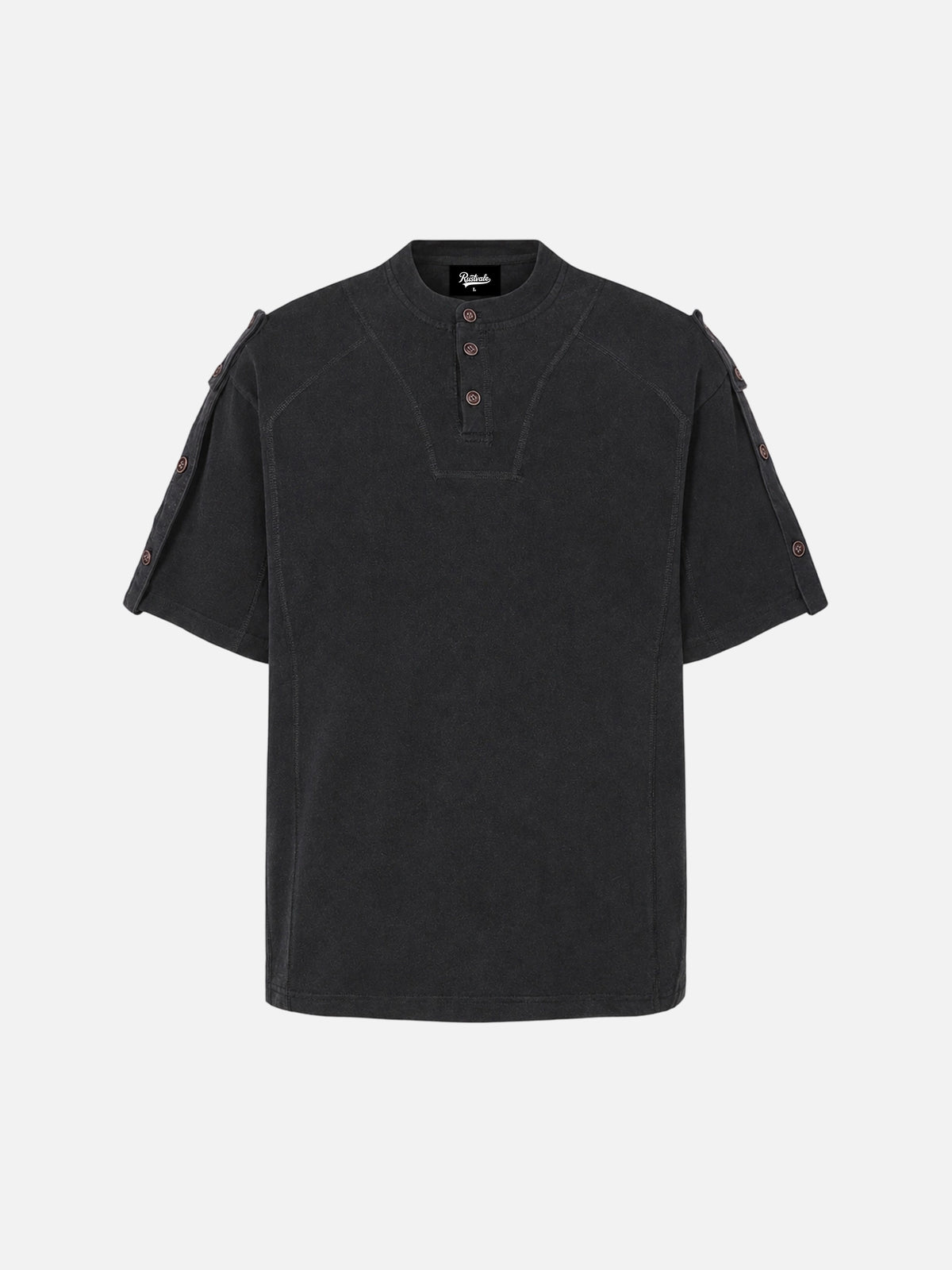 Retro Gradient Distressed Henley T-shirt