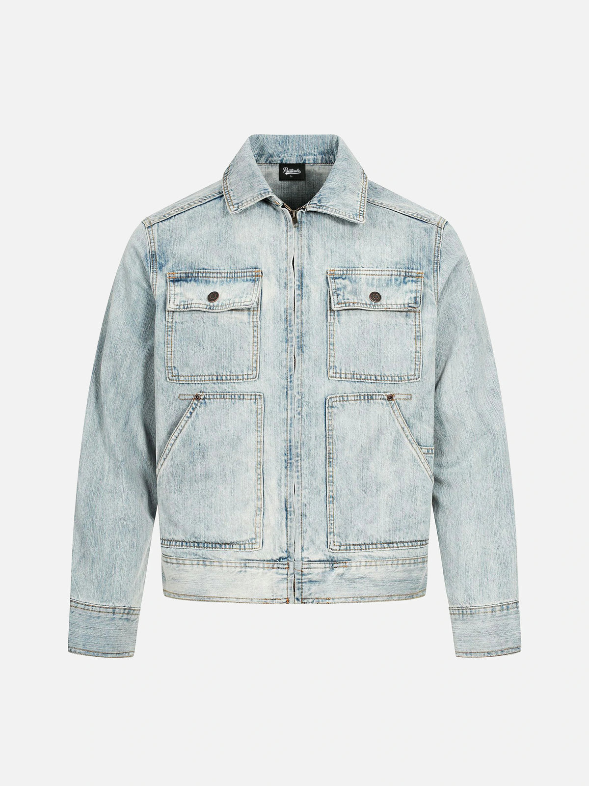 American Retro Washed Blue Distressed Work Jacket