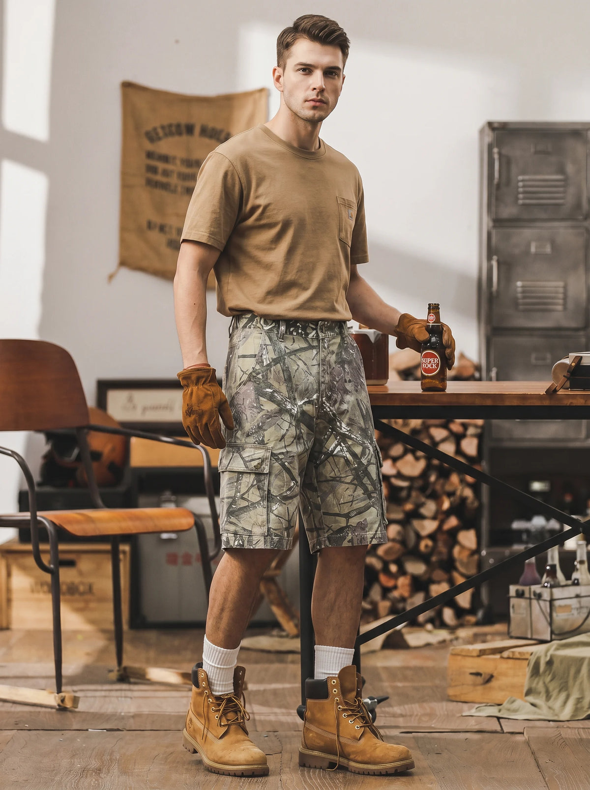American-Style Camouflage Cargo Shorts