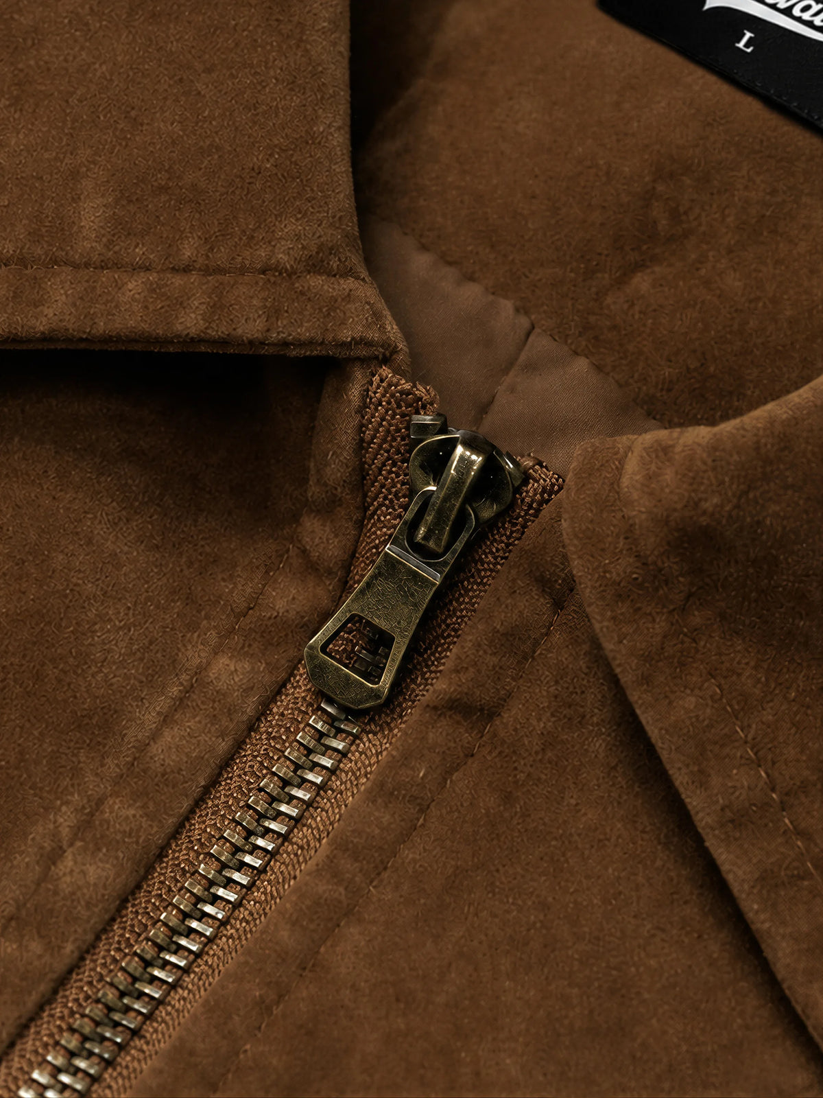 Retro Waist-defining Suede Jacket