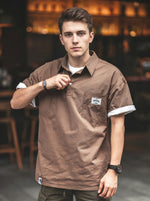 Stylish Casual Utility-style Layered Polo Shirt With A Fold-over Collar
