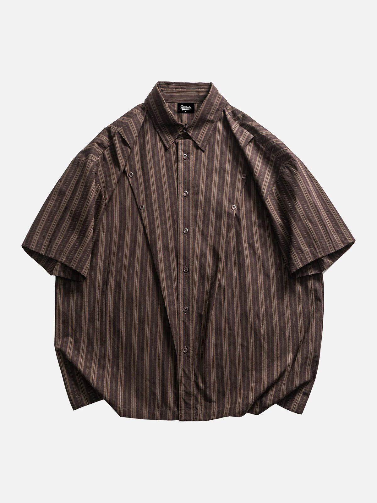 Oversized Striped Short-sleeve Work Shirt