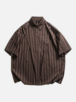 Oversized Striped Short-sleeve Work Shirt