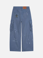 Multi-pocket, Star-patch Wide-leg Cargo Pants