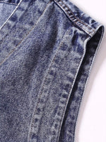 Americana-style Washed & Distressed Multi-pocket Denim Work Vest