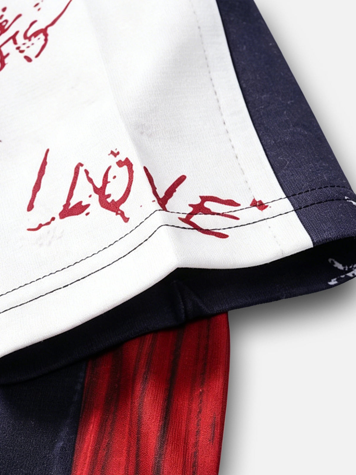 American Retro Color-block Graffiti T-shirt