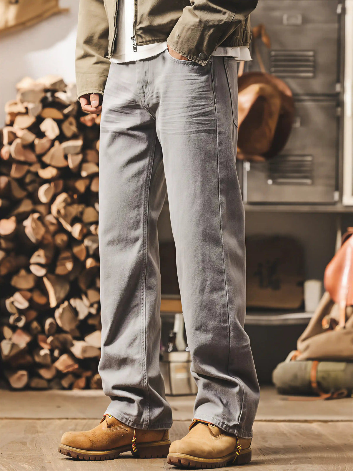 Vintage-style Washed Denim Jeans