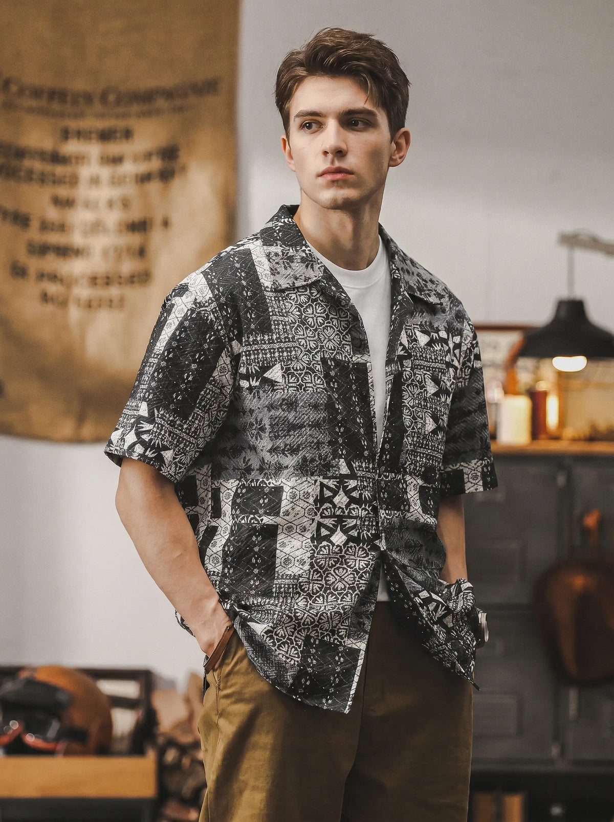 Retro Hawaiian Cuban Collar Short-sleeve Shirt